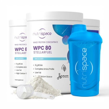Zestaw nutrispace Odżywka Czyste Białko WPC 80 Naturalne 3x385g + Shaker