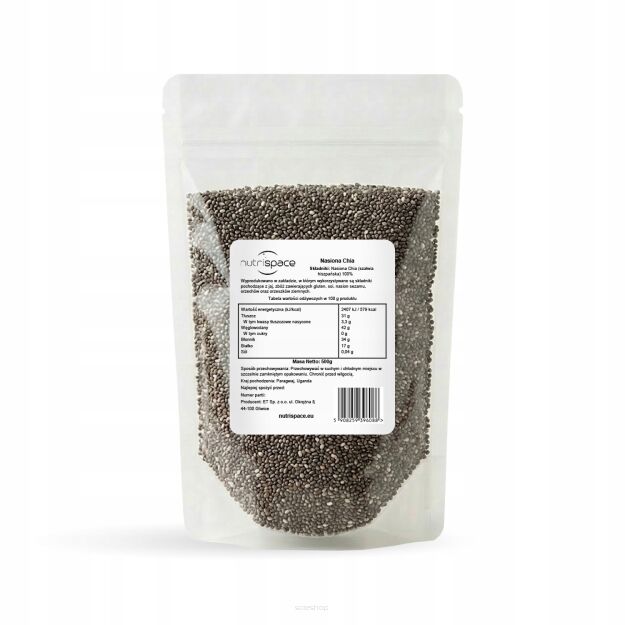 Nasiona Chia Szałwia Hiszpańska 100% Naturalne nutrispace 500g