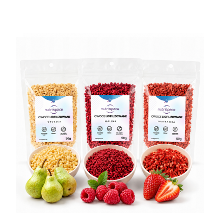 Owoce liofilizowane MIX Truskawka Gruszka Malina 3x50g grys do owsianki