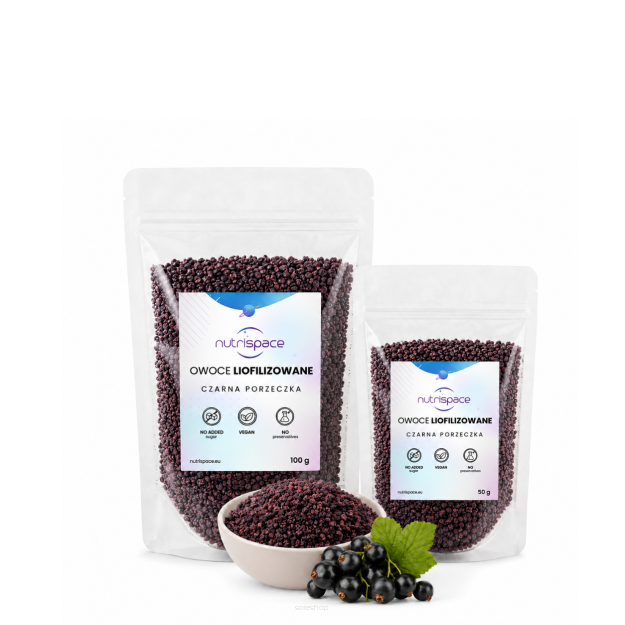 Owoce liofilizowane grys Czarna porzeczka 150g zestaw 100g+50g do owsianki