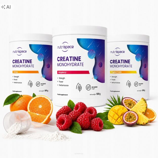 nutrispace Kreatyna Monohydrat 3x500g Zestaw 3 Smaki Kreatyny