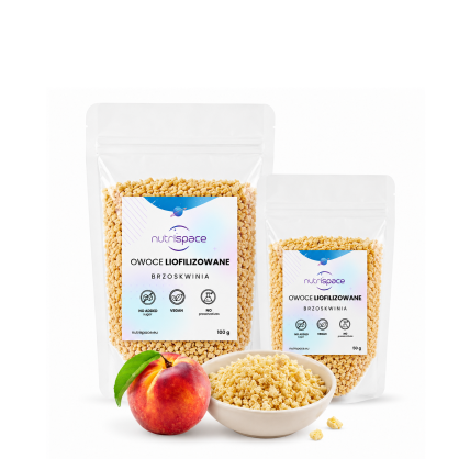 Owoce liofilizowane grys Brzoskwinia 150g zestaw 100g+50g do owsianki musli